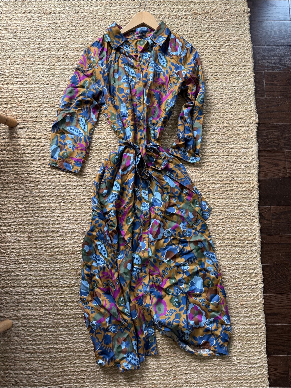 J mclaughlin Fall floral silk shirt dress
